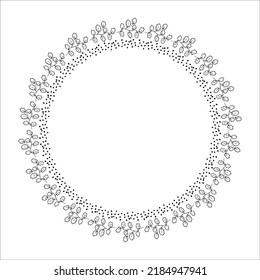 Wreath, ornament, autumn frame, autumn decor. Contour work is black and white, a patterned brush is used, hand drawing. For the front cover of a poster, poster, seasonal decor
