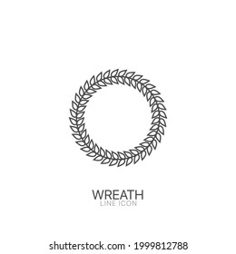 Wreath outline vector icon. Editable stroke Greek wreath, symbol and icon of victories