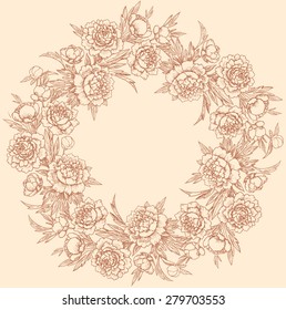 Wreath of peonies.