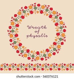 Wreath of physalis flowers.