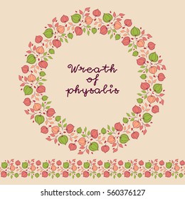 Wreath of physalis flowers.