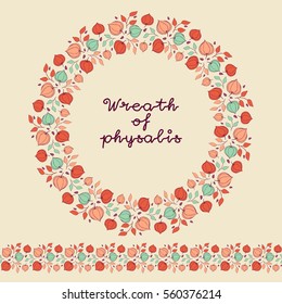 Wreath of physalis flowers.