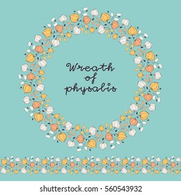 Wreath of physalis flowers.
