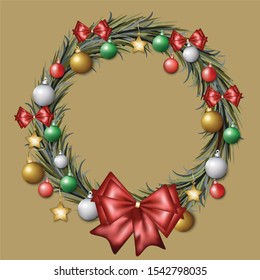  Wreath Pine cones  with ball and ribbon