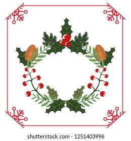 wreath pinecone holly berry frame christmas decoration