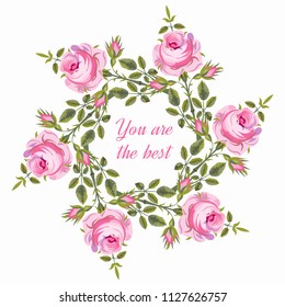 Wreath with pink roses