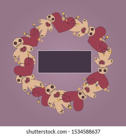 wreath with a place for voodoo doll and hearts
