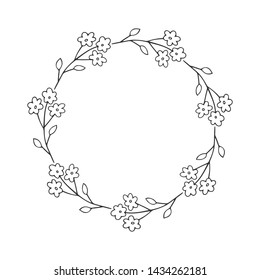 A wreath of plant elements. Frame for wedding invitations. Doodle style.