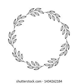A wreath of plant elements. Frame for wedding invitations. Doodle style.
