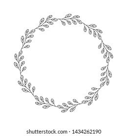 A wreath of plant elements. Frame for wedding invitations. Doodle style.