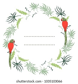 wreath with plants and parrots