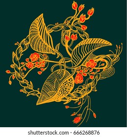 Wreath. Wreath of plants. Vector illustration.