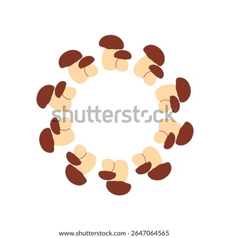 A wreath of porcini mushrooms Botanical illustration. Vector illustration