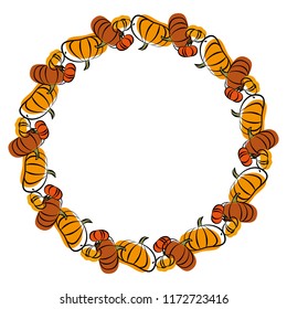 Wreath of Pumpkins. Vector Illustration.