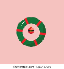 wreath with red ball decoration christmas icon