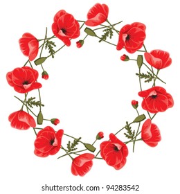 Wreath of red poppies