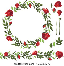 Wreath of red roses and buds