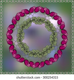 A wreath of red roses. Vector illustration