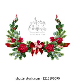 Wreath rose and fir