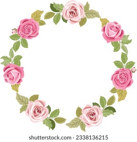 wreath with roses arranged in a circle