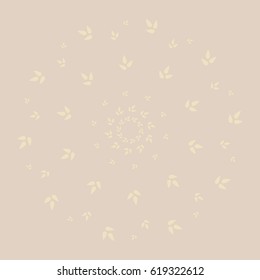 Wreath of roses. Circular ornament. Buds and leaves of roses. Suitable for greeting cards, packaging, labels, business cards, Wallpaper, and fabrics. White on beige background. Vector illustration