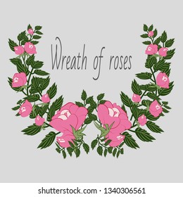 A wreath of roses for design postcards