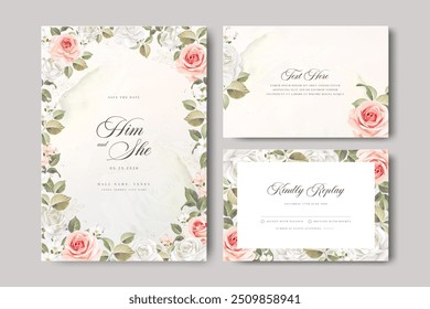 Kranz Rosen Blumen Hochzeit Einladung Karte Set Design