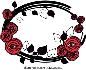Wreath of roses and leaves.