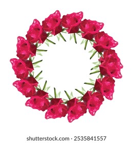 Wreath of roses in polygonal style. Vector illustration isolated on white background.