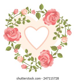 Wreath of roses in shape of heart