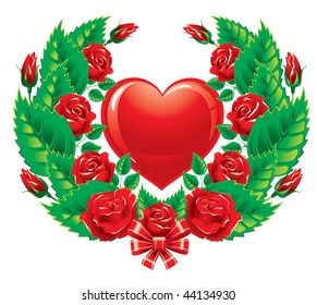 Der Kranz der Rosen. Valentinstag. Vektorbild.