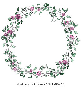 A wreath of roses. Vector illustration.