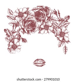 Wreath of roses. Vector illustration.