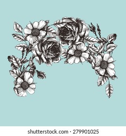 Wreath of roses. Vector illustration.