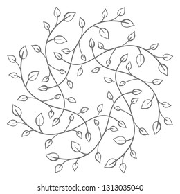 wreath rosette. round ornament. simple cute branches. design for coloring