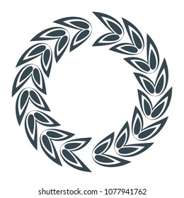 Wreath and a round frame of laurel leaves. A symbol of victory in competition and competition, a reward for success and the first place. Flat vector cartoon objects isolated on white background.