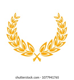 Wreath and a round frame of laurel leaves. A symbol of victory in competition and competition, a reward for success and the first place. Flat vector cartoon objects isolated on white background.