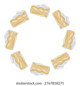 Wreath or round frame with triangular pieces of camembert cheese