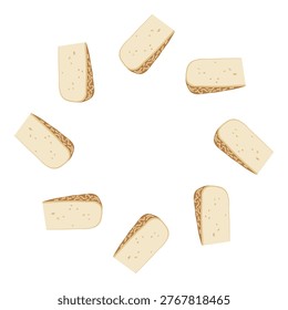 Wreath or round frame with triangular pieces of gouda cheese