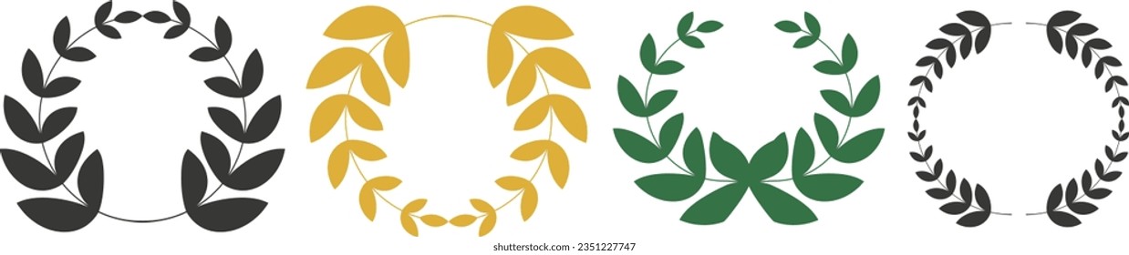 Wreath set - different design and color. Place for text. Vector illustration isolated.