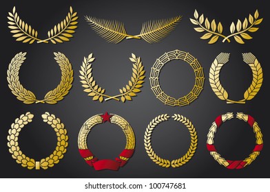 Wreath set (laurel, oak, wheat, palm and olive)