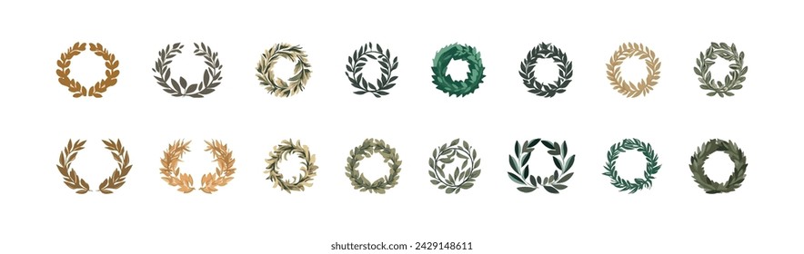 Wreath set on a white background. Vector illustration