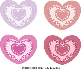 Wreath in the shape of a heart from flowers. Valentines Day card. Wedding invitation. Vector