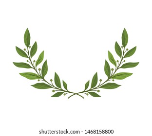 Wreath in the shape of a semicircle of branches. Vector illustration on white background.