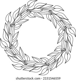 Wreath. wreath silhouette. Wreath of flowers and leaves.