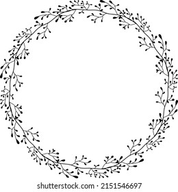 Wreath. wreath silhouette. Wreath of flowers and leaves.