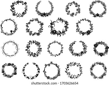 Wreath silhouette set. Wreath blacxk and white. Wreath vector