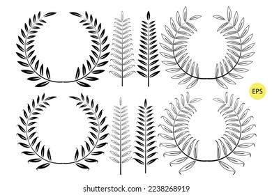 Conjunto de silueta de flor, ilustración de la línea de vectores de flor