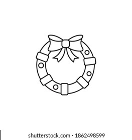 Сhristmas wreath simple thin line icon vector illustration