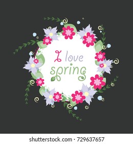 Wreath from spring vector flowers